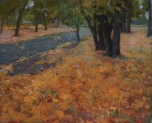 October. Lefortovo Park - oil, cardboard