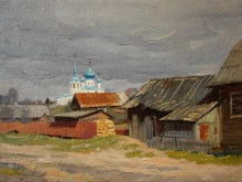 Temple. Old Ladoga - oil, canvas