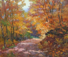 Road In The Autumn Forest - oil, canvas