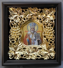 Saint Nikolay - hand carved and hand painted wooden icon