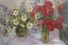 Still Life With Two Bouquets - oil, canvas