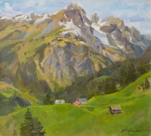 Near The Tops Of Tyrolean Mountains - oil, canvas