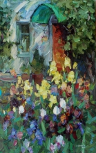 Blooming Irises - oil, canvas