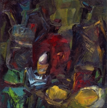 Still Life With Three Caucasian Jars - oil, canvas