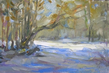 Winter In The Park - oil, canvas