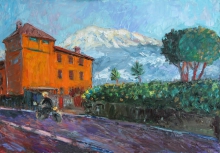 Domazo. Morning. Orange House - oil, canvas