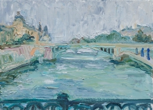 The Seine. Morning - oil, canvas