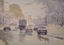 Moscow. Frost On Maslovka - oil, canvas