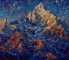 Evening In The Mountains - oil, canvas