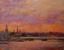 At Sunset - oil, canvas