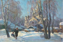 Winter In Ostankino - oil, canvas