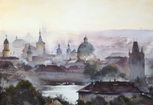 Autumn In Prague - watercolors, paper