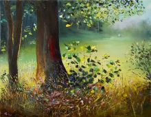 Outing On The Meadow - oil, canvas