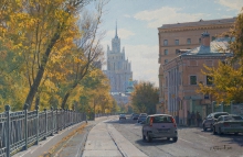 On Pokrovsky Boulevard - oil, canvas