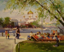 Crimean Embankment. Moscow - oil, canvas