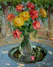 Still Life With Roses - oil, canvas