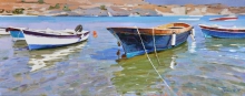 Boats Of Lindos - oil, canvas
