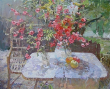 Still Life With Japanese Quince - oil, canvas