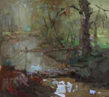 Bridge - oil, canvas on cardboard