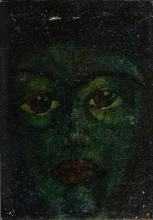 Green Woman - oil on cardboard