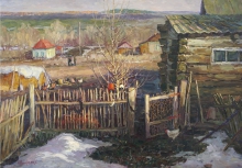 Spring Evening In Varvarovka - oil, canvas