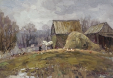 In The Outskirts Of The Village - oil, canvas