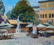 Cafe Near Diana - oil, canvas