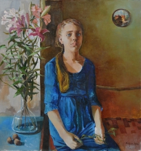 Blue Dress - oil, canvas