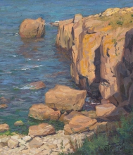 On A Rocky Shore - oil, canvas