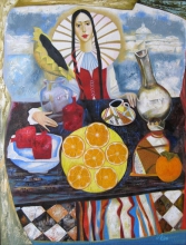 Girl With Oranges - oil, canvas