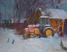 After Snowfall. Escavator - oil, canvas on frame