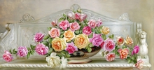Roses On A Marble Branch - oil, canvas