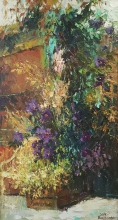 Terrace In The Bloom - oil, canvas