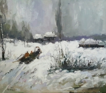By Winter Road - oil, canvas