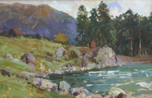 Arghyz. At The Riverbank - oil, canvas