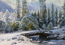 Winter. Bridge In Mahar - oil, canvas