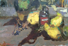Still Life With Yellow Pears - oil, canvas
